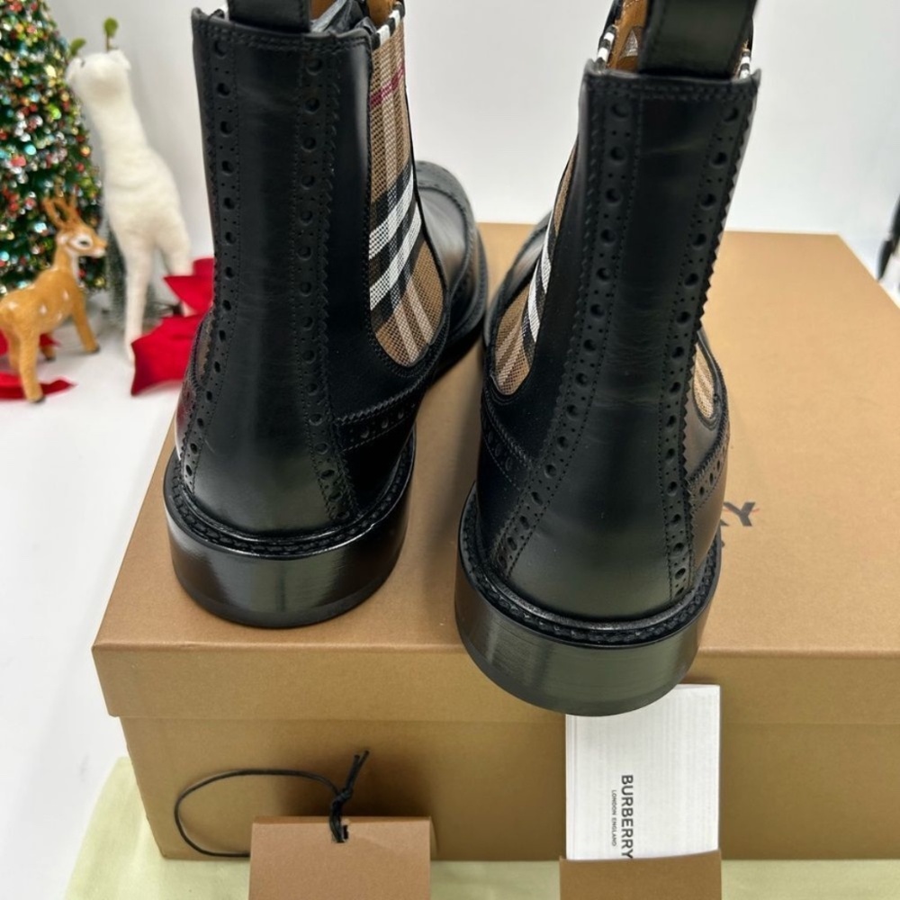 Men’s Burberry vintage check leather Chelsea boots size 43 made in Italy - Picture 8 of 11